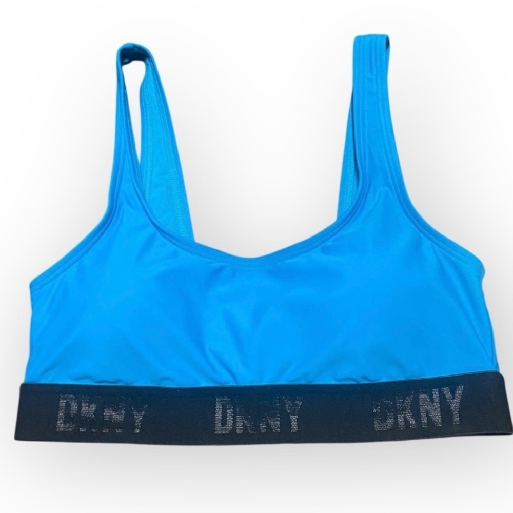 DKNY Blue & Black Swim Top Size M NWT | Colorblock Bikini Top